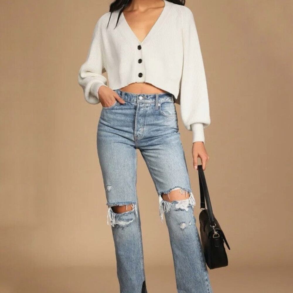 NWT Free people tapered baggy boyfriend in mid century blue sz 30